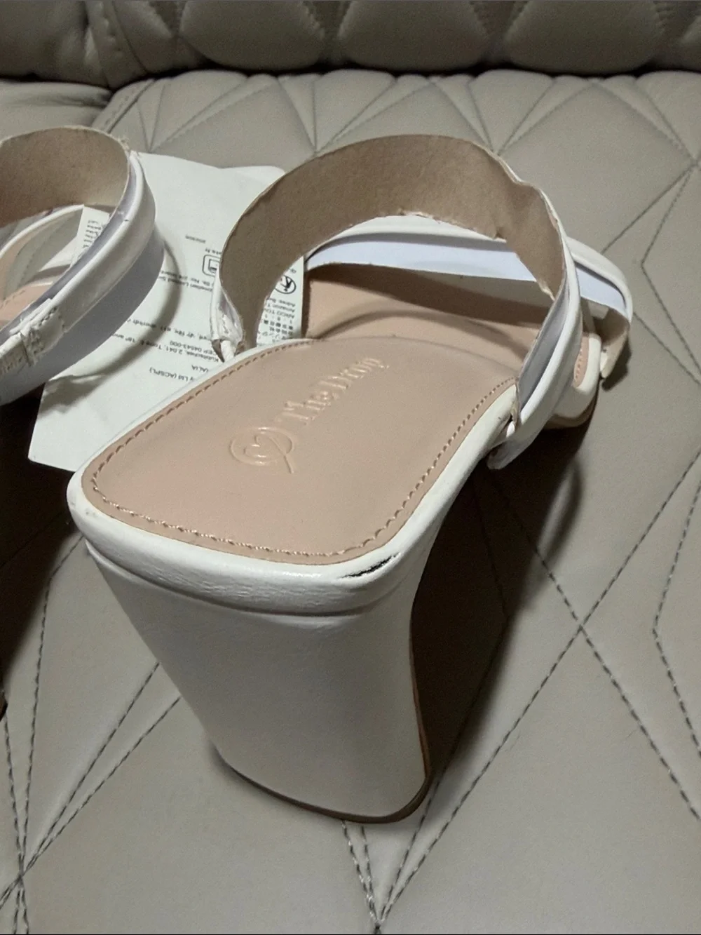 Avery White Strappy Block Heel Sandal by Unknown Brand